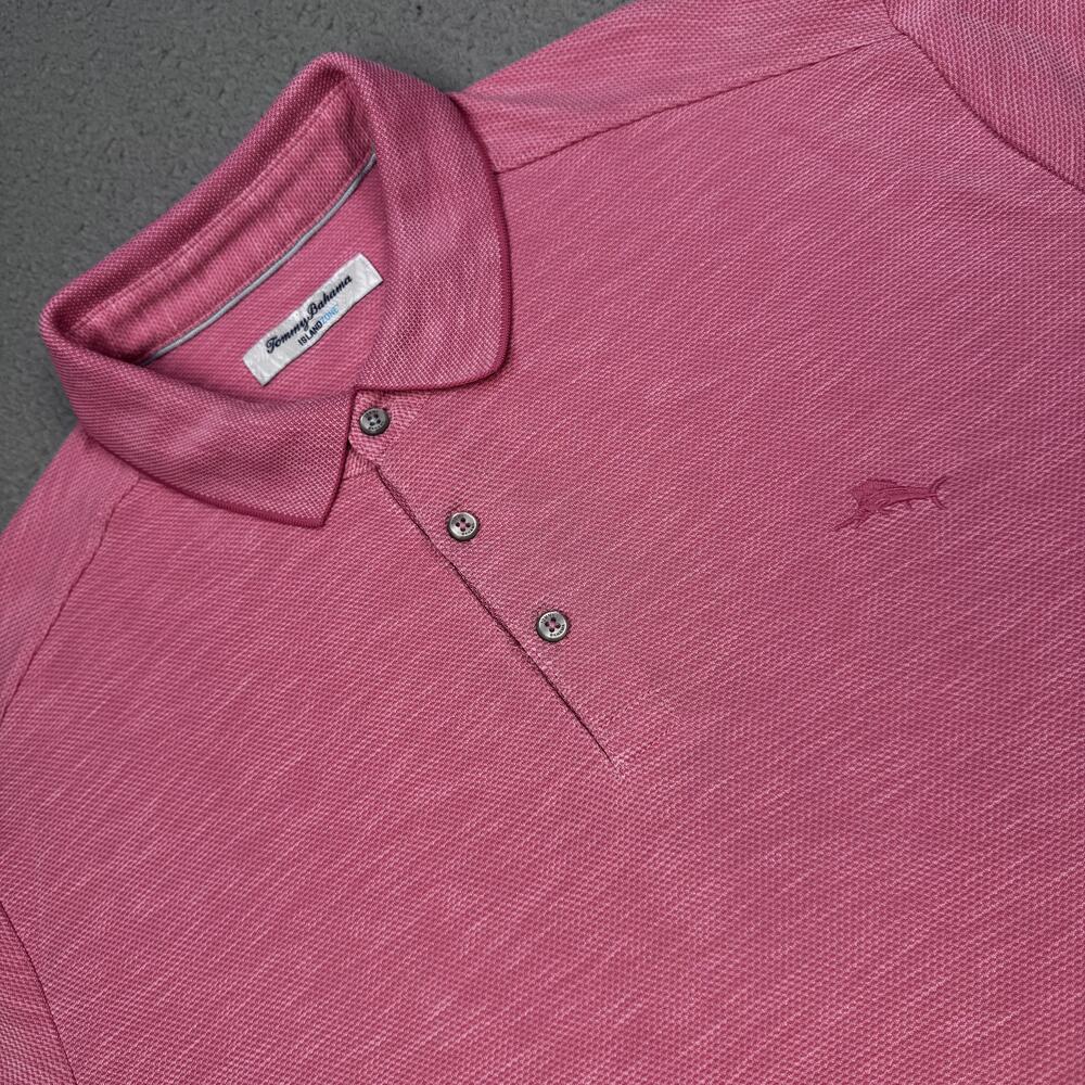 Tommy Bahama Polo Shirt Mens Extra Large Pink IslandZone Coolmax Performance